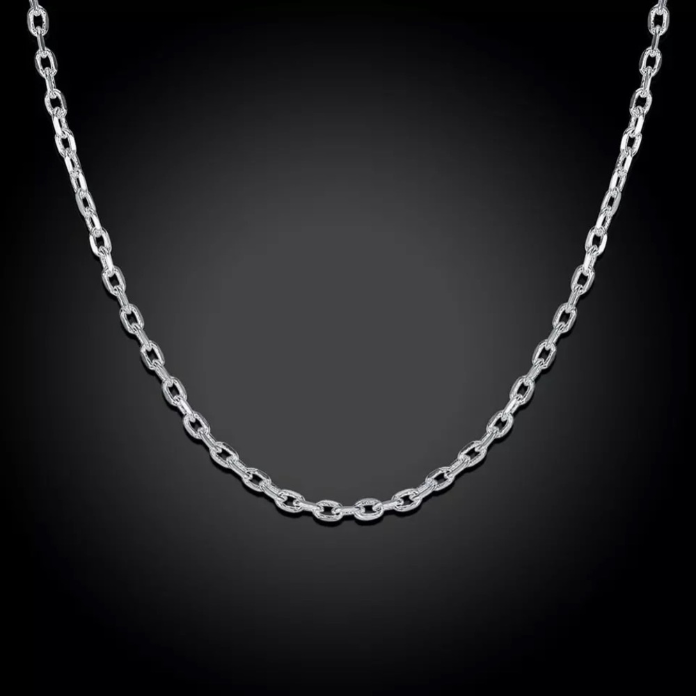 Anthro Round Oval Link Chain Sterling Silver 925 Eternity 18-18.5”